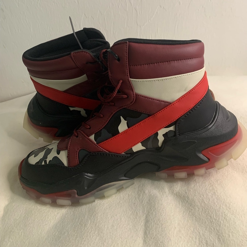 Mazino Wonderstone Sneakers  Fashion Camo Sz 11 Mens High Top  Burgundy 175 - Picture 3 of 15